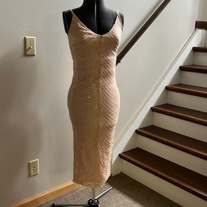 Lulu’s Like a Movie Star Blush Sequin Bodycon Midi Dress